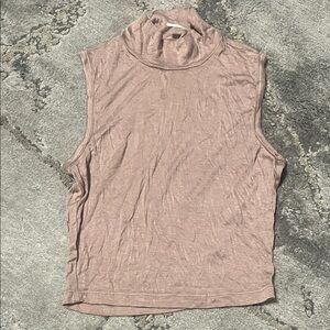 Chic Sleeveless Mock Neck Tank Top - Dusty Pink
